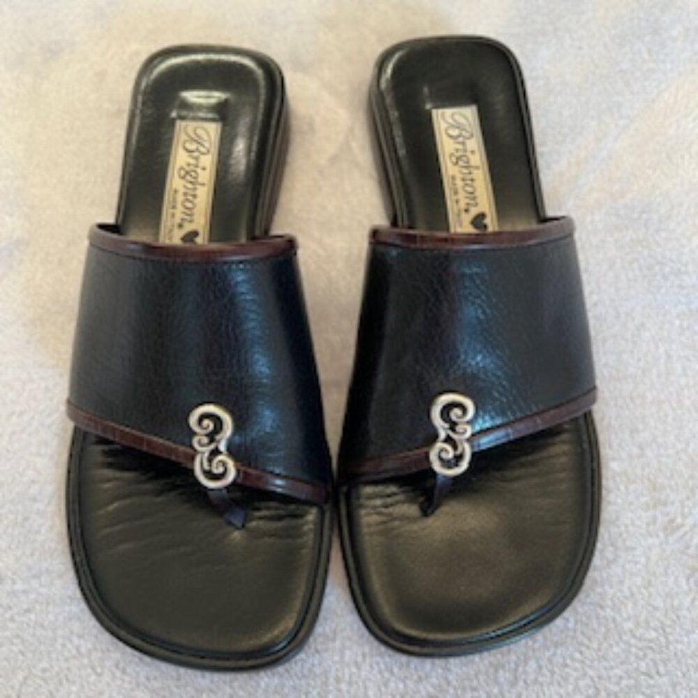 Brighton Women's Black & Brown Sandals Made In Italy 6.5